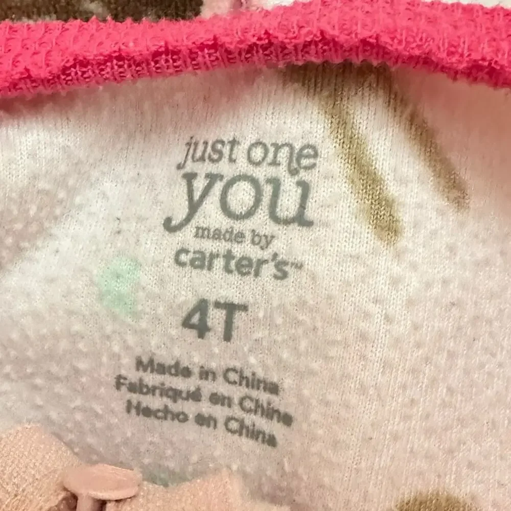 4 Pc Footie Footed Pajamas Carter’s Wonder Kids Sz 4T Animal Print